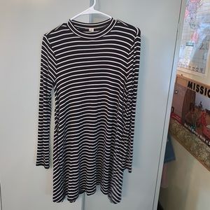 Black and white striped short dress size small